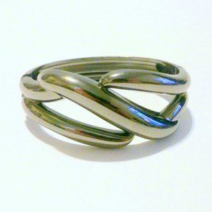 Signed Lia Sophia Black Freeform Hinged Bangle Statement Bangle